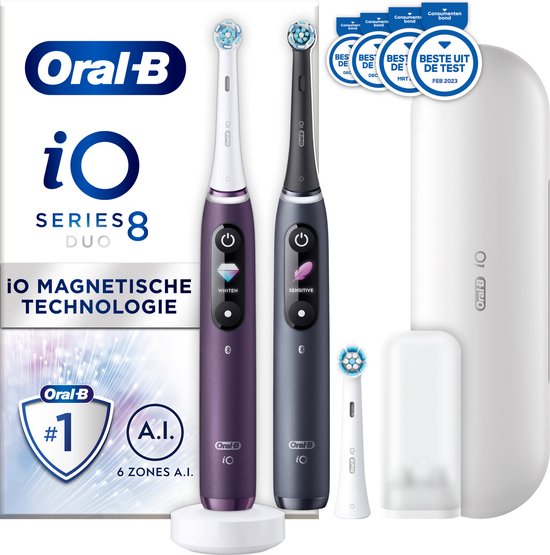 Oral-B iO 8 - Paars En Zwart - Elektrische Tandenborstels - Duopack - Oral B