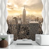 Fotobehangkoning - Behang - Vliesbehang - Fotobehang Uitzicht op New York vanaf het Balkon 3D - Light of New York - 250 x 175 cm