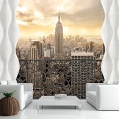 Fotobehangkoning - Behang - Vliesbehang - Fotobehang Uitzicht op New York vanaf het Balkon 3D - Light of New York - 150 x 105 cm