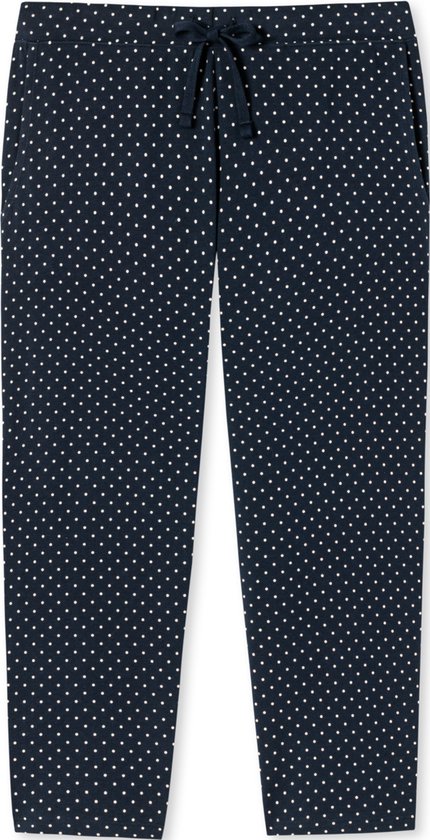 SCHIESSER Mix+ Relax Vêtements de nuit pour femme - Pantalon 3/4 pour femme à pois bleu foncé - Taille : 44