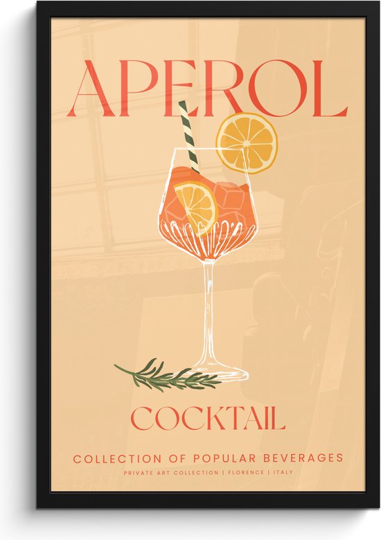 Fotolijst incl. Poster - Cocktail - Aperol - Oranje - Vintage - Posterlijst