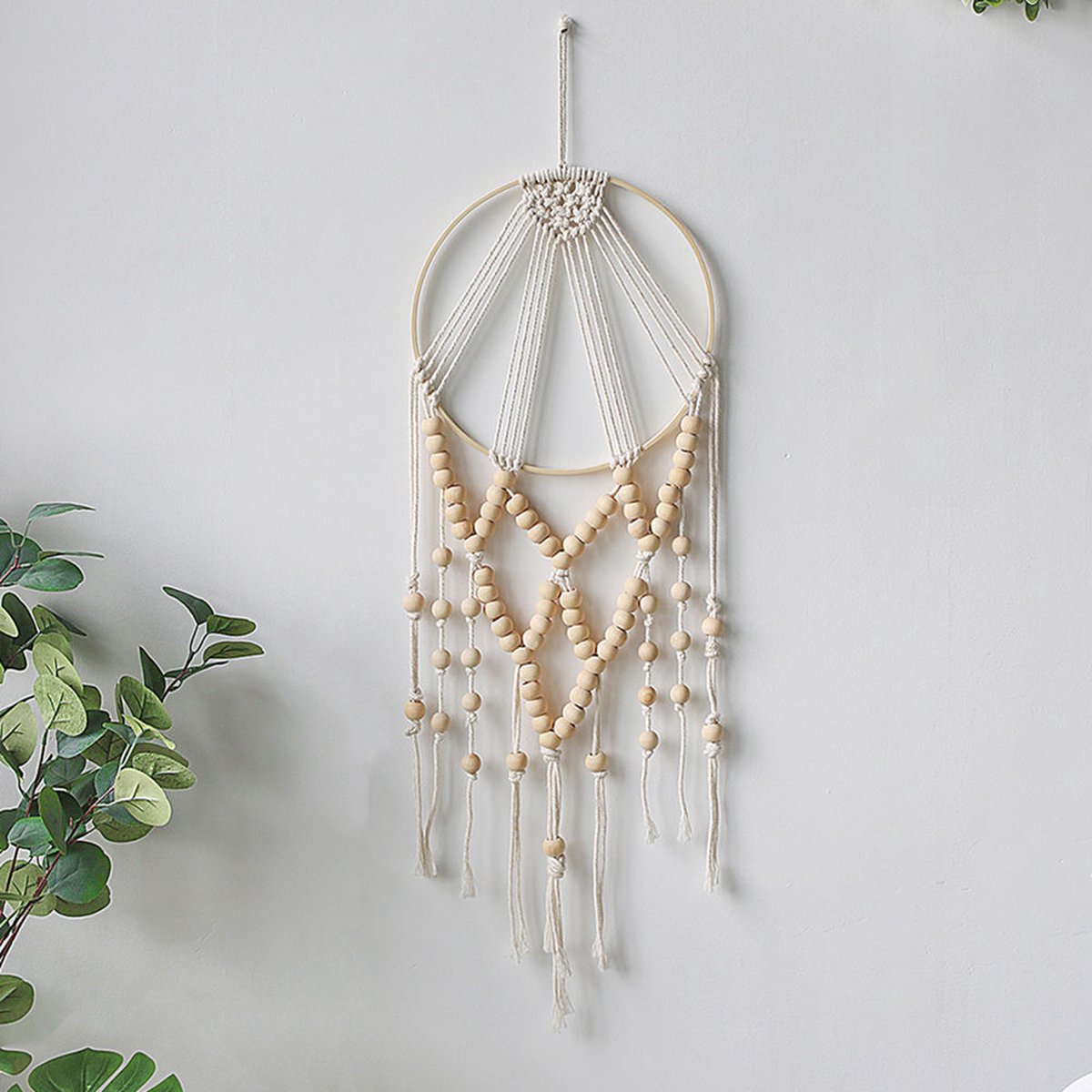 Handgemaakte Dromenvanger | Dreamcatcher | Macramé | Kralen | 25cm bij 70cm | Hoogwaardige Kwaliteit