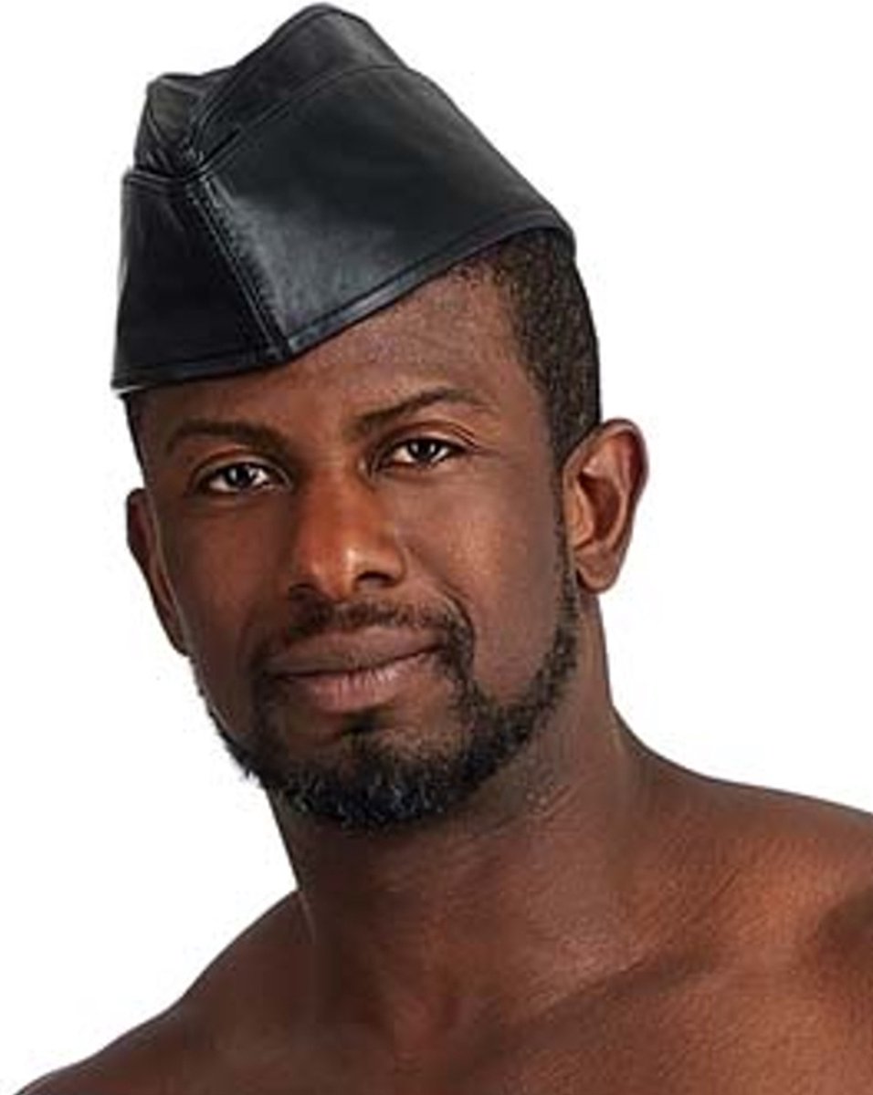 Mister B Leren Garrison cap - Zwart- Small