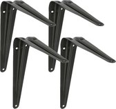 AMIG Plankdrager/planksteun van metaal - 4x - gelakt zwart - H225 x B200 mm