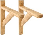 AMIG Support d'étagère/support d'étagère en bois - 2x - marron clair - H280 x L230 mm - supports d'étagère - jusqu'à 95 kg