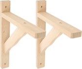 AMIG Plankdrager/planksteun van hout - 2x - lichtbruin - H230 x B170 mm - boekenplank steunen - tot 90 kg