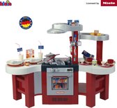 Klein Toys Miele Gourmet International keuken - 120x95x43 cm - kookplaat, oven vaatwasser, spoelbak, levensmiddelen, kook- en eetgerei - incl. geluidseffecten - rood grijs