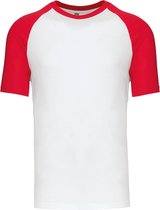 SportT-shirt Heren L Kariban Ronde hals Korte mouw White / Red 100% Katoen