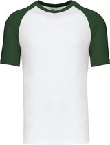 SportT-shirt Heren XL Kariban Ronde hals Korte mouw White / Forest Green 100% Katoen
