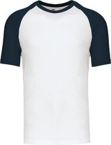 SportT-shirt Heren XXL Kariban Ronde hals Korte mouw White / Navy 100% Katoen