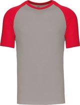 SportT-shirt Heren XXL Kariban Ronde hals Korte mouw Light Grey / Red 100% Katoen