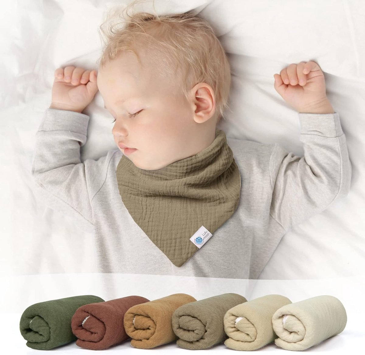 Susurration Slabbetje baby driehoekige sjaal mousseline halsdoek voor jongens en meisjes, verstelbaar 6 stuks, Roze Paars, Eén maat