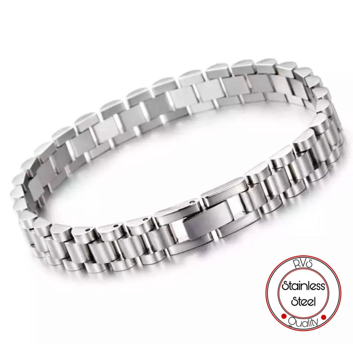 Presidente stijl armband | Horlogeband Stijl | Zilver kleurig | Staal | Armband Mannen | 10mm | Mannen Cadeautjes | Cadeau voor Man | Pin Remover | Vaderdag | Vaderdag Cadeau | Valentijn | Valentijnscadeau
