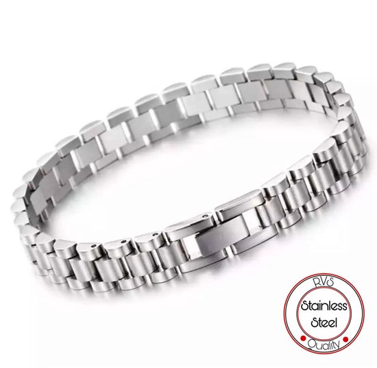 Presidente stijl armband | Horlogeband Stijl | Zilverkleurig | Staal | Armband Mannen | 10mm | Mannen Cadeautjes | Cadeau voor Man | Pin Remover | Vaderdag | Vaderdag Cadeau