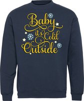 Kersttrui Baby Its Cold Outside | Foute Kersttrui Dames Heren | Kerstcadeau | Kerstpakket | Navy | maat 4XL