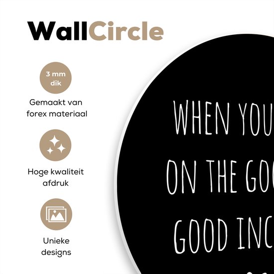 WallCircle - Wall Circle - Wall Circle Indoor - Citation anglaise Quand on se concentre sur le bien, le bien augmente sur un fond noir - 90x90 cm - Décoration murale - Peintures ronds