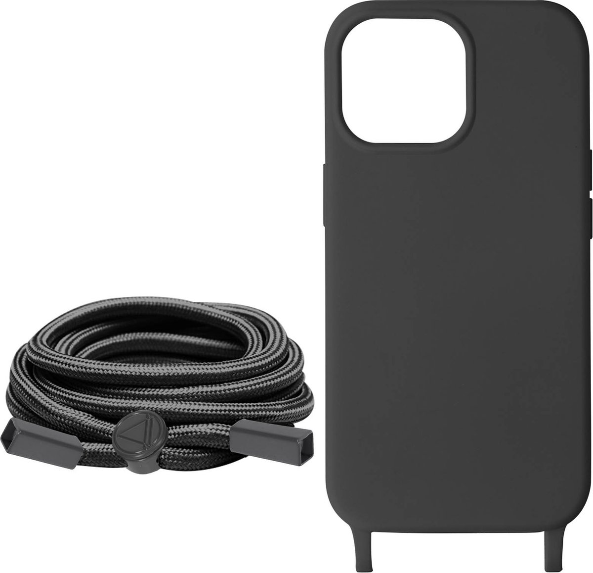 Avizar Koordhoesje Geschikt voor iPhone 15 Pro Soft-Touch, Corda-serie, Zwart