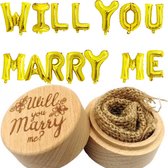 Huwelijksaanzoek set Will You Marry me met folie ballonnen en ringendoosje - will you marry me - aanzoek - valentijn - trouwen
