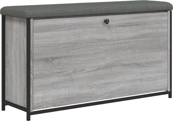Schoenenbank met kussen 104x30x49 cm spaanplaat grijs