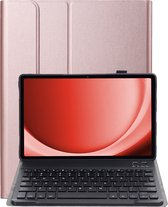 Hoesje Geschikt voor Samsung Galaxy Tab A9 Hoesje Toetsenbord Hoes - Hoes Geschikt voor Samsung Tab A9 Keyboard Case Book Cover - Rosé goud