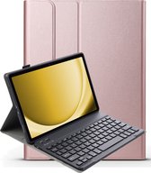 Hoes Geschikt voor Samsung Galaxy Tab A9 Plus Hoes Keyboard Cover Toetsenbord Hoesje - Hoesje Geschikt voor Samsung Tab A9 Plus Toetsenbord Hoes - Rosé goud