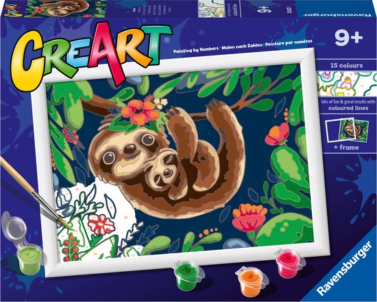 Ravensburger CreArt Sweet Sloths - Schilderen op nummer voor kinderen | bol