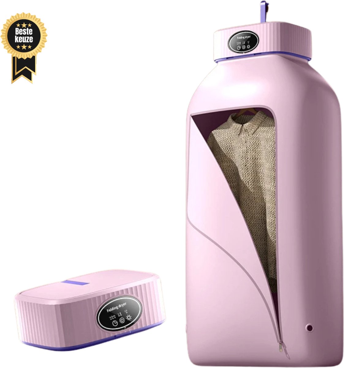 Drygo - Draagbare Elektrische Wasdroger - Mini Droger - Opvouwbaar Droogrek - 1000 W - Kleine droger - Timer 0-240 Min - Smart Droger - Roze
