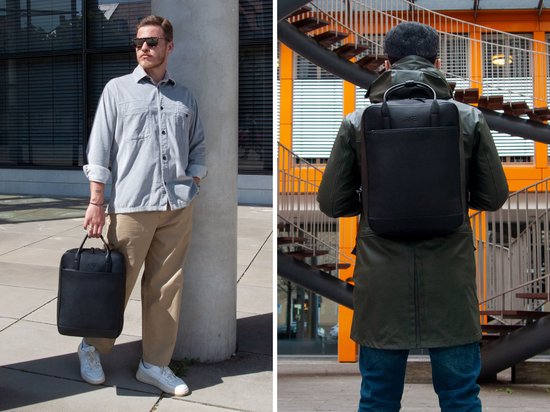 Sac à Dos En Cuir Pour Homme Vega Brun Foncé Avec Poche Frontale - Neuf Avec étiquettes