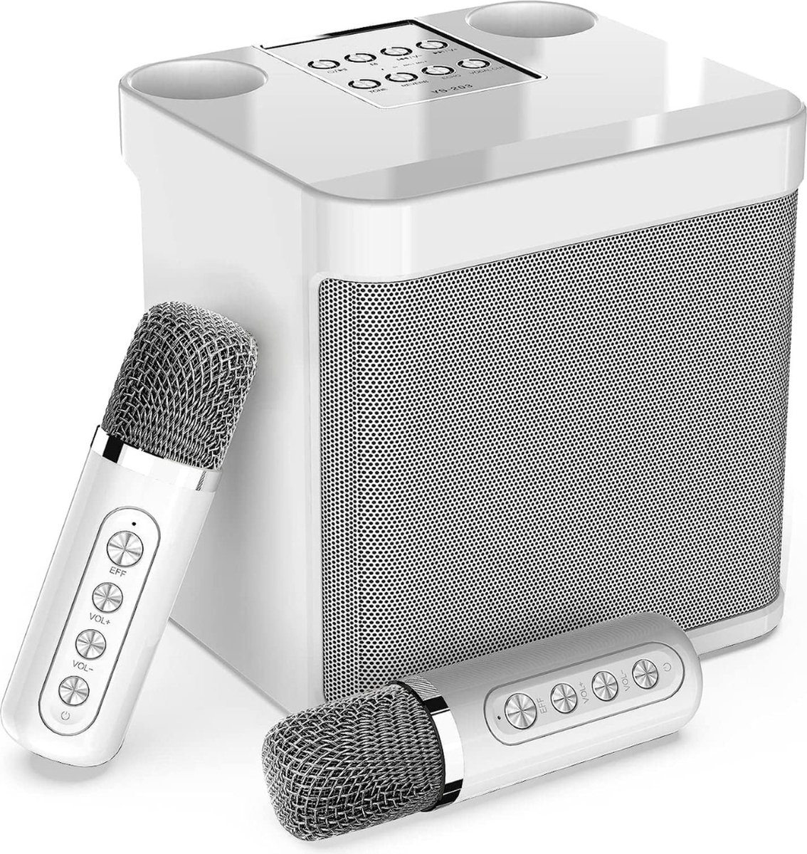 Karaoke Set Voor Volwassenen - Karaoke Set Met 2 Microfoons - Karaoke Set Voor tv - Karaoke Set Draadloze Microfoon - Wit