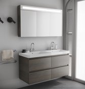 Série Bellino - Meubles de salle de bain / Meubles de salle de bain / Meuble vasque - 120 cm - Grain de bois Grijs - MDF - Moderne