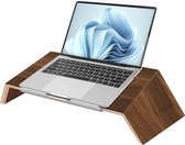 Laptopstandaard van hout, monitorstandaard, beeldschermstandaard van hout, voor tv, computer, laptop, Macbook, opvouwbare draagbare laptopstandaard, ergonomische laptophouder (zwart walnoot)