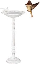 vogelbadje gietijzer - op voet - 40 cm - tuin - vogeldrinkschaal - wit