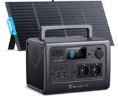 BLUETTI Solar Generator EB55 met PV120 Zonnepaneel-Powerbank, 537Wh LiFePO4-batterij met 2 700W AC-Uitgangen (1400W Piek), 100W Type-C, Zonnegenerator voor Buiten Kamperen, Off-grid, Black-out