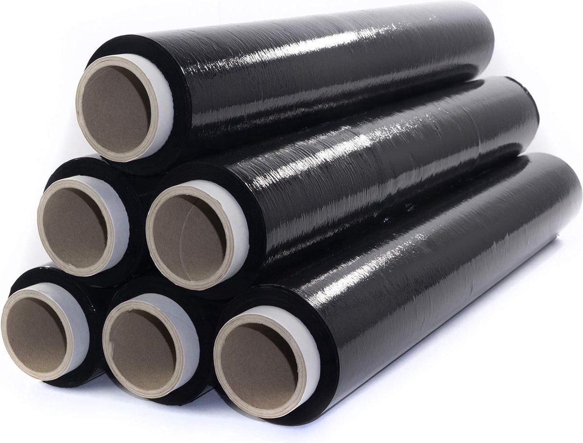 KURTT - Rekfolie - Wikkelfolie - Stretchfolie - Inpakfolie - Krimpfolie - Palletfolie - Verhuisfolie - Pallet - Zwart - hoogwaardig kwaliteit - 23 micron - 50 cm - 1 rol