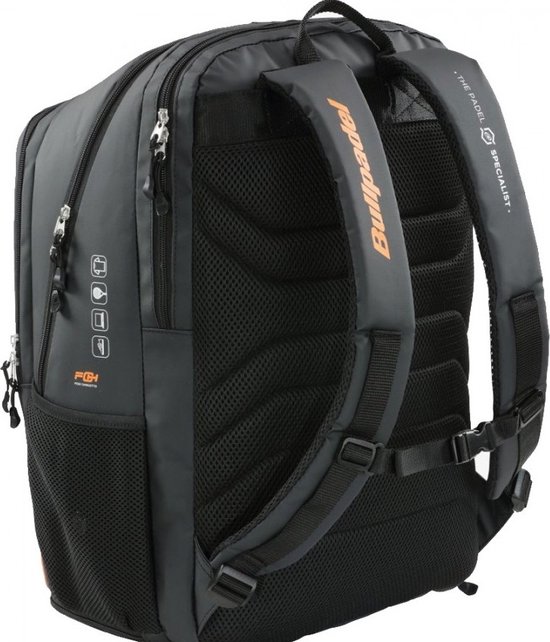 Sac à Raquettes Bullpadel Tour - Blanc/Noir/Orange, Poches Raquettes, Compartiment Vêtements, Poignées Rembourrées - 8