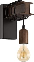 DiverseGoods Vintage Wandarmatuur met 1 Lichtbron - Industrieel Ontwerp, Retro Stalen Lamp - Kleur: Zwart/Bruin - Fitting: E27