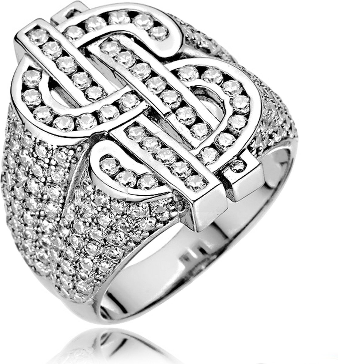 Juwelier Zwartevalk ZILVEREN (GERHODINEERD) DOLLAR RING 21.287/18¼--