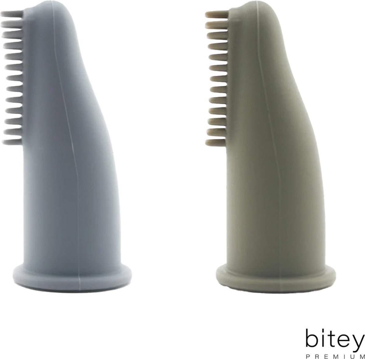 Bitey Premium - Babytandenborstel - Vingertandenborstel voor baby - Duo-pack - BPA vrij - Zachte siliconen - Siliconen - Baby - Kind - Peuter - Slate Green Fusion