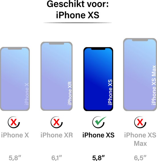 Étui adapté pour iPhone XS - Bookcase - Porte-cartes - Cordon - Simili cuir - Zwart