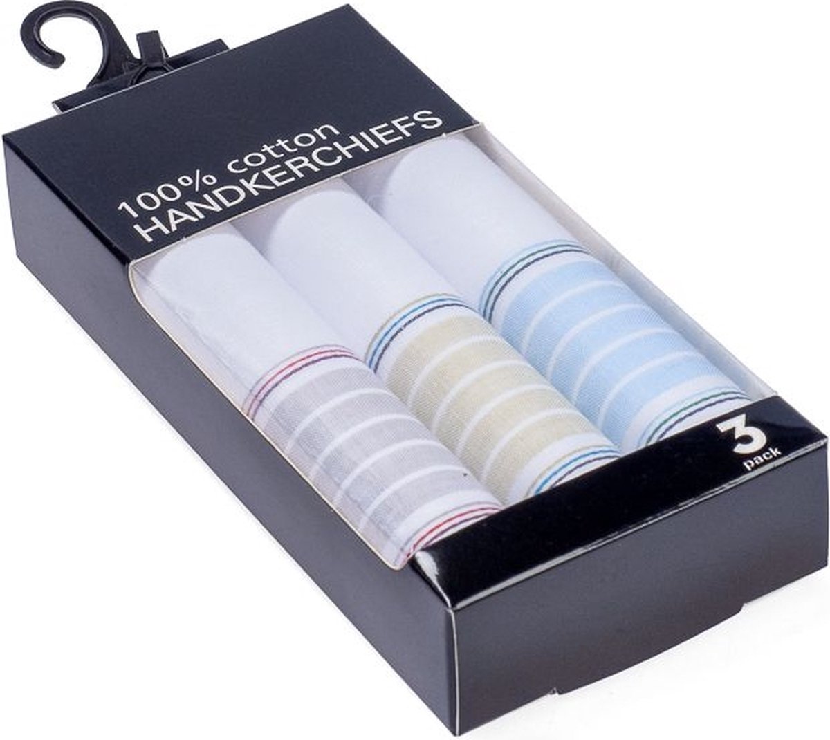 Zakdoeken wit streept 3-pack