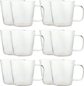OTIX Theeglazen met Oor - Koffiekopjes - Koffietassen - Glazen met Ribbel - Reliëf - Set van 12 - 300ml - Glas - ROSE