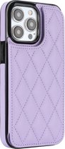 Coque adaptée pour iPhone 15 - Coque arrière - Porte-cartes - Simili cuir - Violet