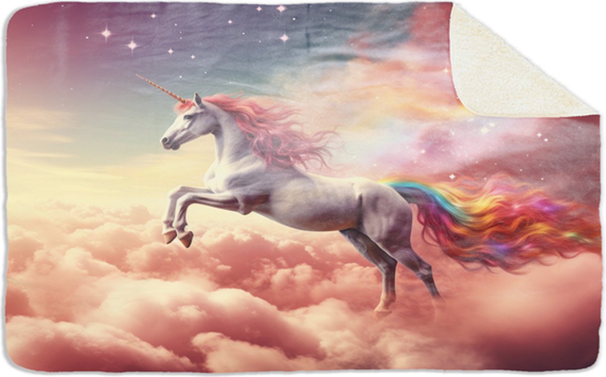 Fleecedeken Unicorn, FD2023406, Plaid, 96x146cm, Polyester Sherpa