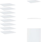 vidaXL Wandschap - Hoogglans wit - Spaanplaat - 40 x 40 x 1.5 cm - Set van 8 - Wandsteun