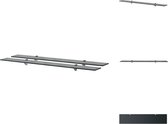 vidaXL Zwevende Plank - Badkamer Accessoires - 100 x 20 cm - Zwart - Gehard Veiligheidsglas - 15 kg Draagvermogen - Wandsteun