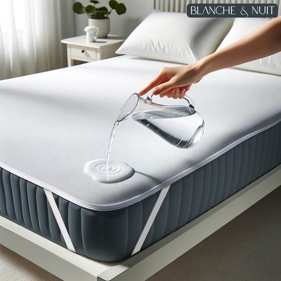 Protège matelas imperméable 160x200 - Protège matelas lavable - Respirant - Surface coton - Couvre matelas imperméable antibactérien avec 4 élastiques de Liserés - 100% imperméable - Protège matelas Incontinence 160x200 cm