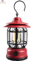 NormadicLife® - Lanterne de camping - Lampe de tente - Plein air - Lampe LED - Lanterne d'extérieur - Suspendue - Rechargeable - Rouge
