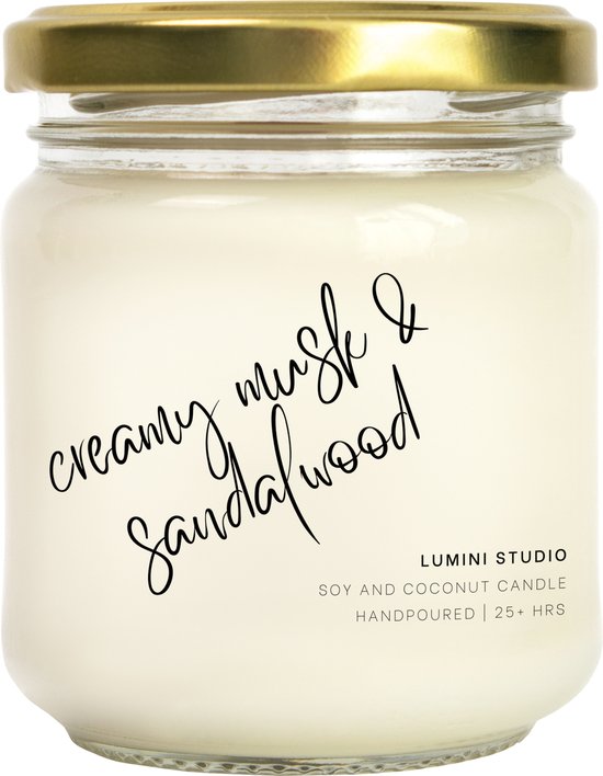 Creamy Musk & Sandalwood geurkaars - Soja en kokos was - Scented candle - Lumini Studio