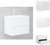 vidaXL Meuble lavabo - Wit brillant - 60 x 38,5 x 45 cm - Lavabo encastré en céramique - Meuble de salle de bain