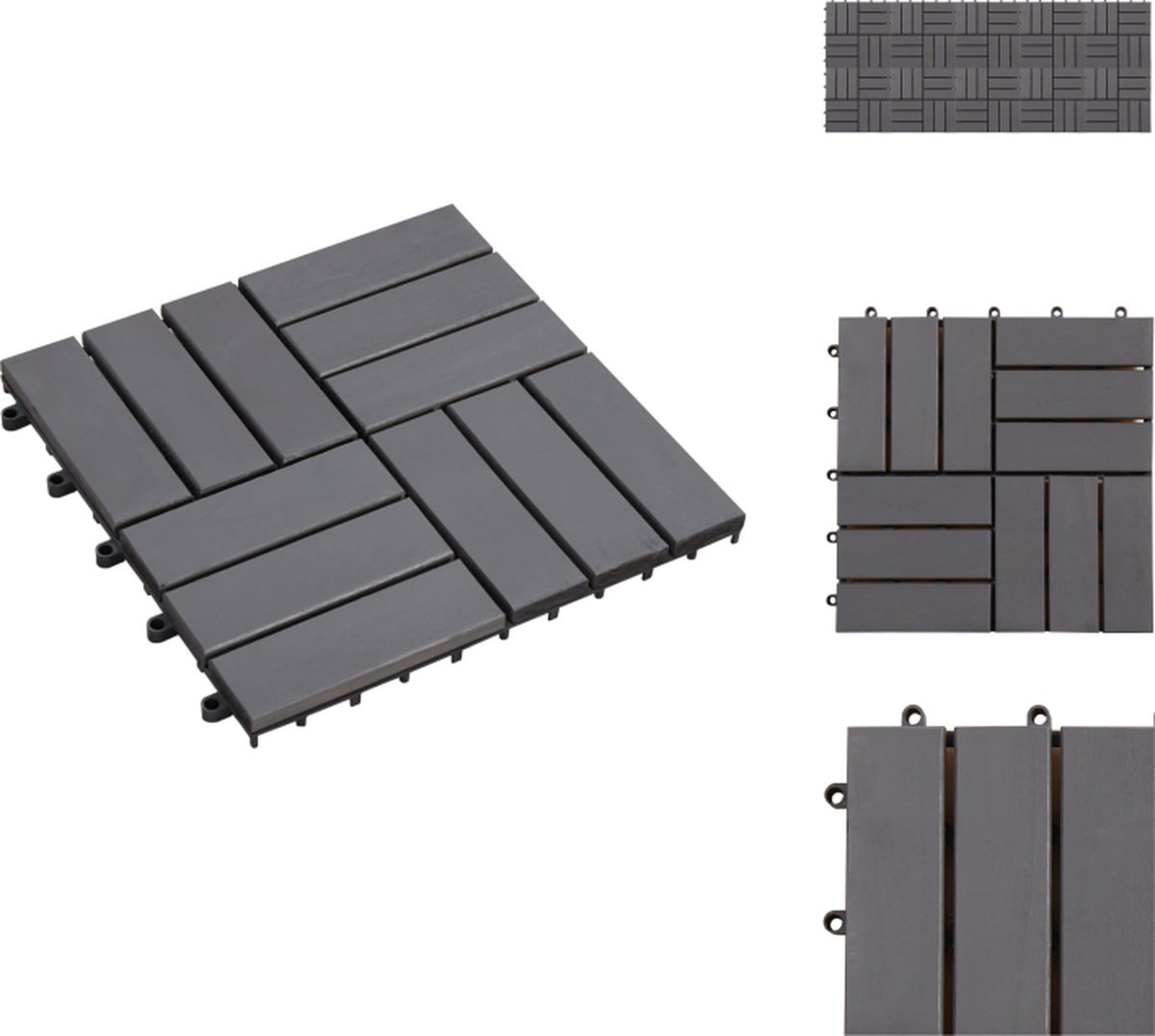 VidaXL Terrastegels Greywash 30x30cm Anti-slip Acaciahout Set van 1 Vloer